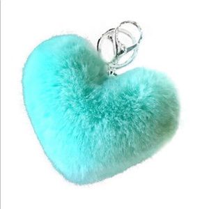 Heart Shaped Bag Charm Key Chain Tiffany Blue